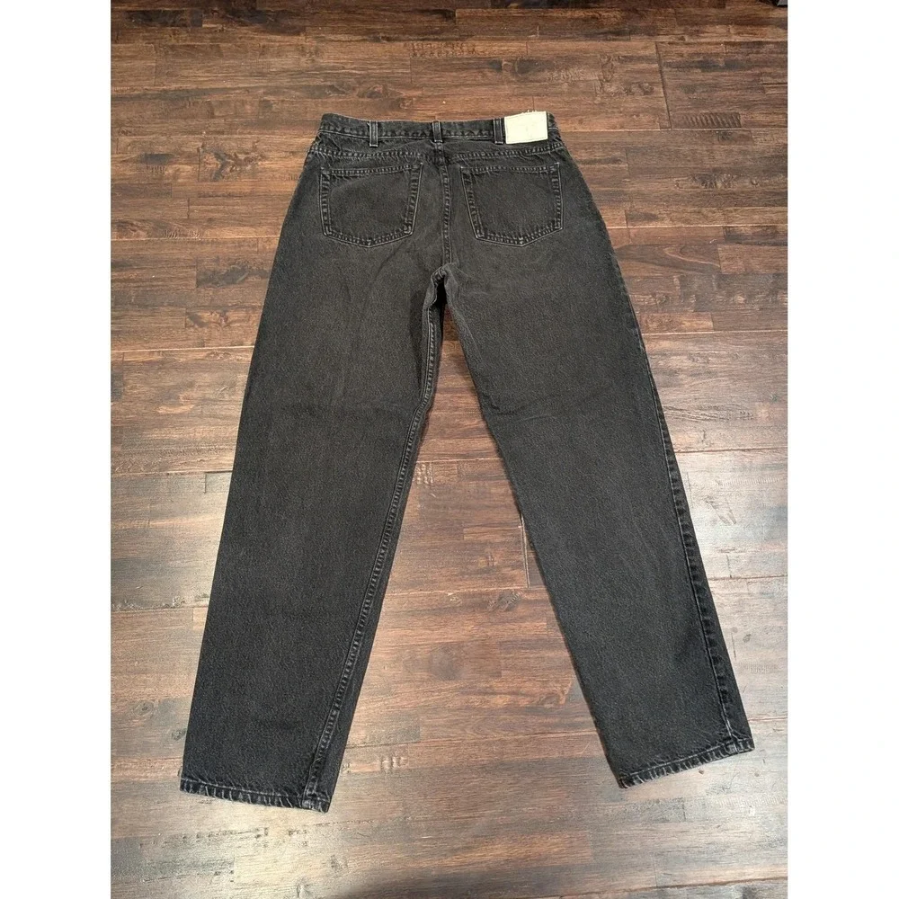 Vintage Black Denim Jeans Mens 33x32 Black Straight Leg Zip Fly‎ Made in USA 90s